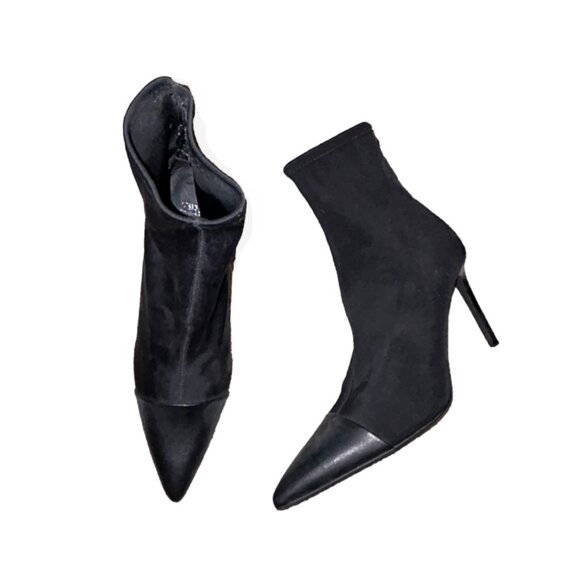 NWOT Zara Black Pointed Toe Booties - Picture 1 of 6
